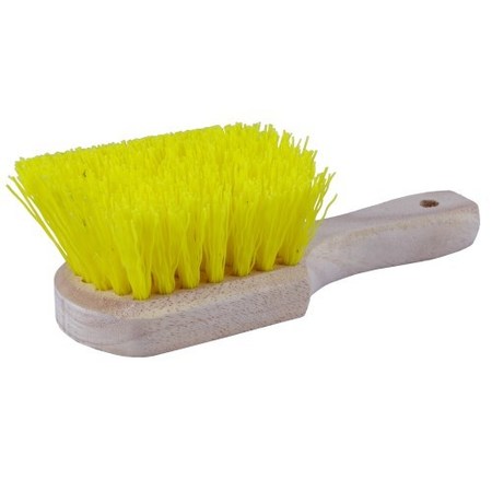 WEILER 8" Utility Scrub Brush, Yellow Polypropylene Fill, Short Handle 44013